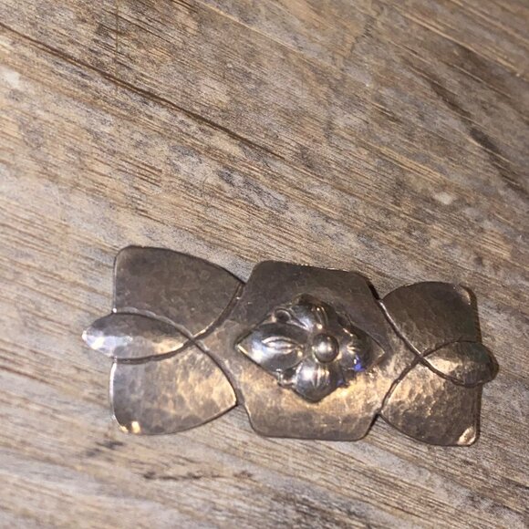 Bjarne 925 Sterling Silver Hammered Floral Arts Brooch Pin Vintage Jewelry Craft - Picture 11 of 13